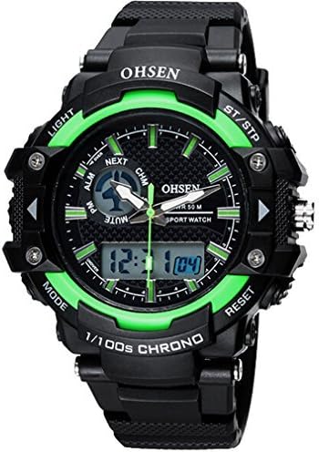 OSHEN Unisex Sports Watch Men's Analog Digital Display Rubber Green