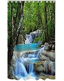 Home Story Waterfalls Nature Scenery Shower Curtain Bathroom Waterproof Fabric Curtain, 72-Inch by 72-Inch