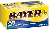 Bayer Aspirin Pain Reliever/ Fever Reducer, PM Nighttime Sleep Aid, 40-Count Coated Caplets (Pack of 4)