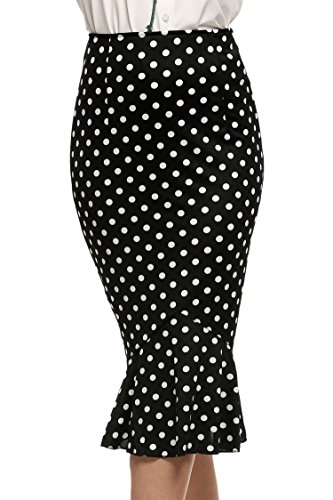 ANGVNS Women's Mermaid Skirt High Waist Fishtail Hem Plain Bodycon Pencil Skirts