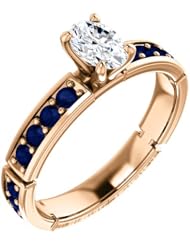 18K Rose Gold Oval Cut Diamond and Sapphire Ring -- LIFETIME WARRANTY