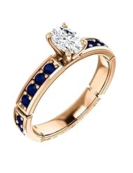 14K Rose Gold Oval Cut Diamond and Sapphire Ring -- LIFETIME WARRANTY