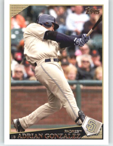2009 Topps Baseball Card # 520 Adrian Gonzalez - San Diego Padres - Shipped In Protective Screwdown Display Case!