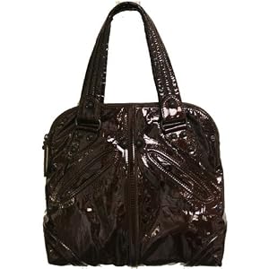 Kale Tate Satchel in Raven Patent Wrinkled Leather