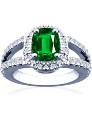 Platinum Cushion Cut Emerald Ring With Sidestones (GIA Certificate)