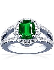18K White Gold Cushion Cut Emerald Ring With Sidestones (GIA Certificate)