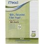 Mead Recycled Filler Paper, College Ruled, 11 x 8.5 Inches, 100 Sheets, 1 Package (17026)