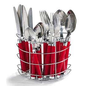 Buy 17 Piece Red Handled Flatware Set With Caddy by Winston Brands