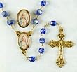 Crystal Rosary - Immaculate Heart of Mary - 7mm Crystal Beads - 21in. Gold Chain - Center Piece with Matching Lapel Pin - Gift Box Included - IMPORTED FROM ITALY