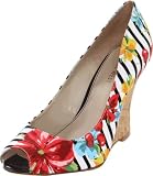 Nine West Womens Ampedup Wedge Pump,Dark Red Multi Fabric,6 M US