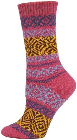 Prarie Fairisle Crew Socks (Medium, Fuchsia)