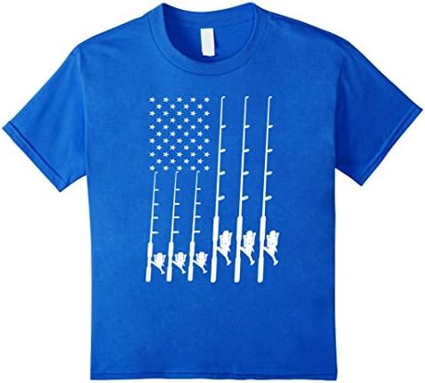 Kids Fishing T-shirt With Beautiful American Flag 8 Royal Blue