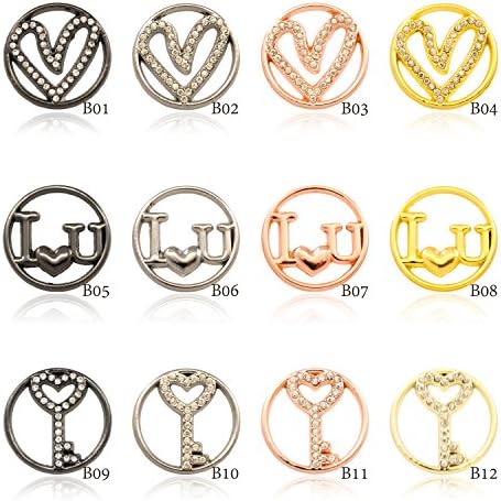 HotBuyKing TM: Perfect Gift - Rhinestone Round Floating Locket Plate With Over 40 Styles (D02 (Silver Cross))