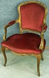 Vintage French Gilded Mauve Louis XV Armchair