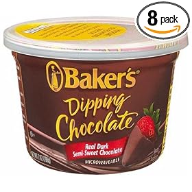 Baker's Dipping Chocolate, Dark Semi-sweet, 7-Ounce Microwavable Tubs (Pack of 8)
