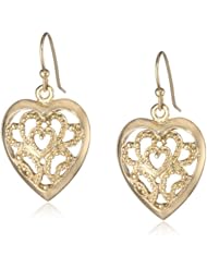 1928 Jewelry "Basic Classics" Filigree Heart Drop Earrings