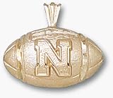 Nebraska Cornhuskers N Football Pendant - 10KT Gold Jewelry