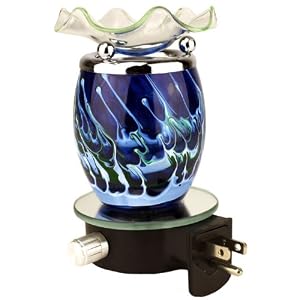 Blue Swirl Plug in Oil Warmer with Dimmer Switch by 