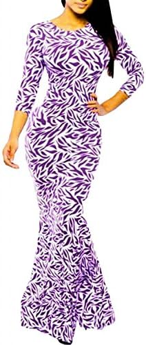 Agatha Garcia Women's Evening Party Royal Tribal Mermaid Leaves Print Maxi Dress