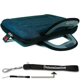Philips PET741B/37 Portable DVD Player with 7-Inch LCD KROO Case Carrying Bag Sleeve Briefcase Pouch Denim Blue + Includes a 4-inch Determination Hand Strap