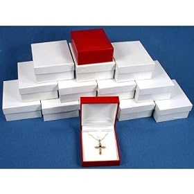 12 Leather Pendant Earring Gift Boxes Red Display Box