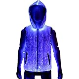 Fiber Optic Light Up Mens Hoodie Rave Clothing XL White Black