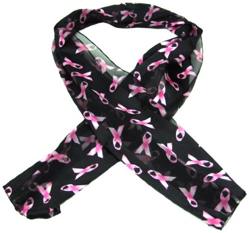 Pink Ribbon Breast Cancer Scarf Black