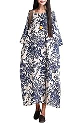 Elbow Length Sleeves Summer Cotton/Linen  Floral Print Paisley Maxi Dress  With a Bow(s)