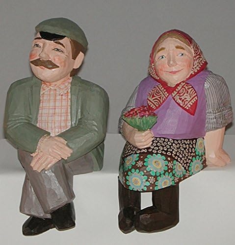 Russian Hand-Carved Figures Grandparents Nesting Doll, Matryoshka, By Famous Artist Vietlin