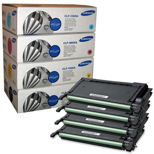 Set of Four Genuine Samsung Toner Cartridges: CLP-K600A (Black), CLP-C600A (Cyan), CLP-Y600A (Yellow), CLP-M600A (Magenta) for Samsung CLP-600, CLP-600, CLP-650, CLP-650N On Sale