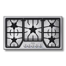 Thermador : SGS365FS 36in Gas Cooktop with 5 Star Burners - Stainless Steel w/ Blue Indicator Lights