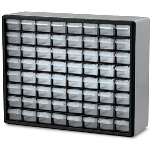 Akro-Mils 10164 64 Drawer Plastic Parts Storage Hardware and Craft Cabinet, 20-Inch by 16-Inch by 6-1/2-Inch, Grey