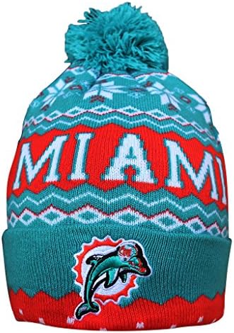 Miami Dolphins Winter Cuffed Knit Winter Cap Beanie With Pom - Green (Size: One Size)