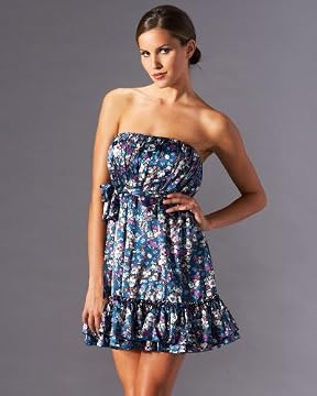 bebe.com : Fall Bouquet Strapless Ruffle Dress from bebe.com