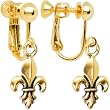 Gold Tone Fleur De Lis Clip On Earrings