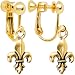 Gold Tone Fleur De Lis Clip On Earrings