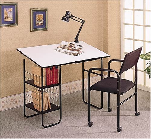 Home Office Drafting Desk Table Set Chair And Lamp