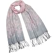 Two Tone Rose Garden 100% Pashmina Cashmere Tassel Ends Fashion Long Scarf Shawl - Pink and Gray