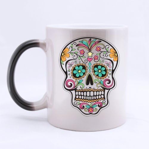 Floral Sugar Skull Color Changing Mug Morphing Coffee Mugs Cup - 11oz sizes-by Steel rose