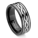 Black Tungsten Carbide Laser Engraved Celtic Ring Size 6-14