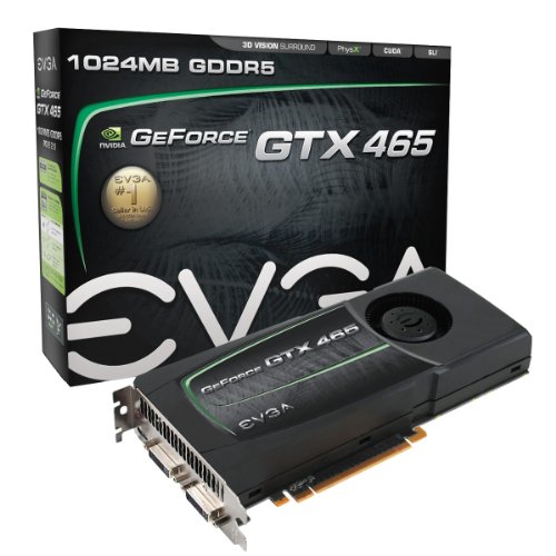 EVGA GeForce  GTX 465 1024 MB GDDR5 PCI Express 2.0 2DVI/Mini-HDMI SLI Ready Limited Lifetime Warranty Graphics Card, 01G-P3-1465-AR