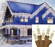 Set of 70 Warm Clear LED M5 Mini Icicle Christmas Lights - Brown Wire