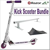 Razor A2 Kick Scooter (Purple) and Razor Punk Park Ramp and Razor Punk Rail