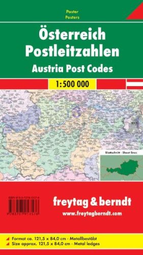Freytag-Berndt U. Artaria Postleitzahlenkarte &Ouml;sterreich 1 : 500 000. Poster-Karte mit Metallbest&auml;bung