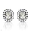 Earrings With 3.25ctw Precious Stones - Genuine Amethysts and Topazes in White Gold Length 15mm
