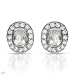 Earrings With 3.25ctw Precious Stones - Genuine Amethysts and Topazes in White Gold Length 15mm