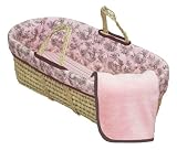 Tadpoles Toile Moses Basket in Pink and Brown
