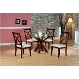 All new item 5 pc Lakeside dining table set with cherry finish wood base and round glass top