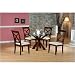 5 pc Lakeside dining table set with cherry finish wood base and round glass top