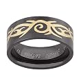Personalized Black & Gold Stainless Steel Engraved Tribal Band